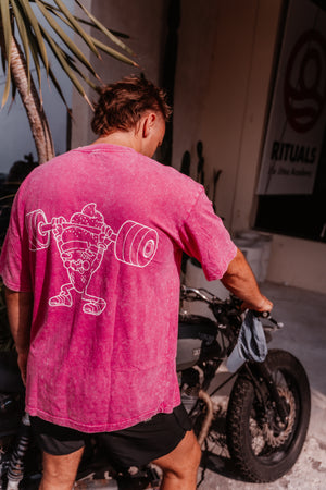 Just Send It Oversize Heavy Tee - Acid Pink