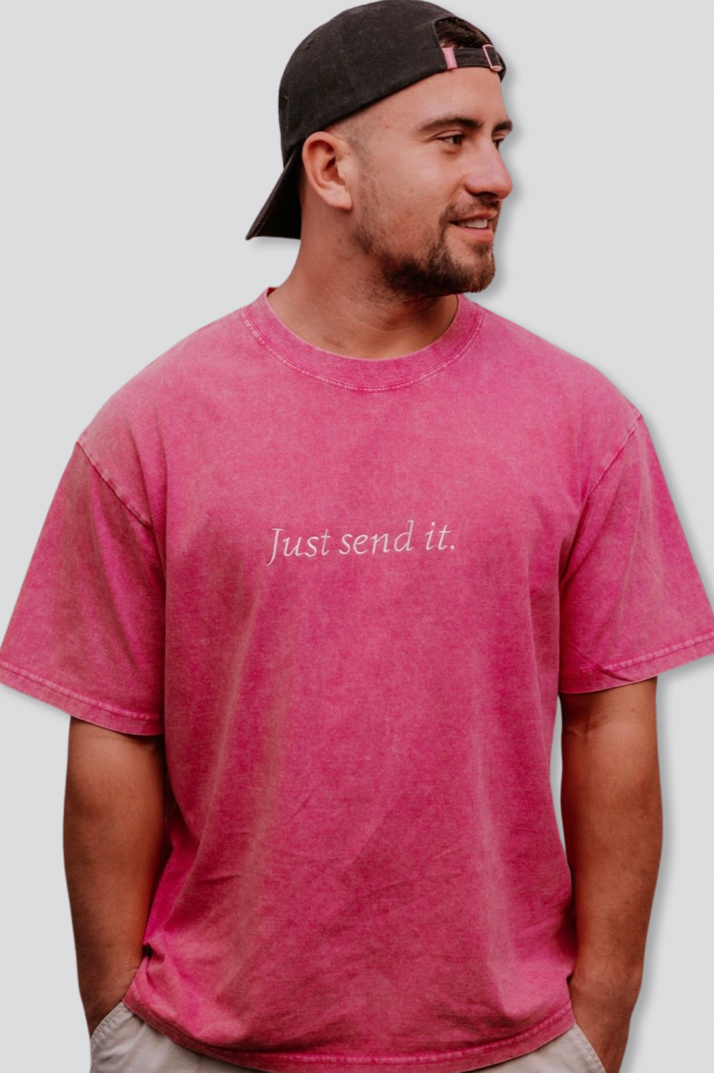 Just Send It Oversize Heavy Tee - Acid Pink