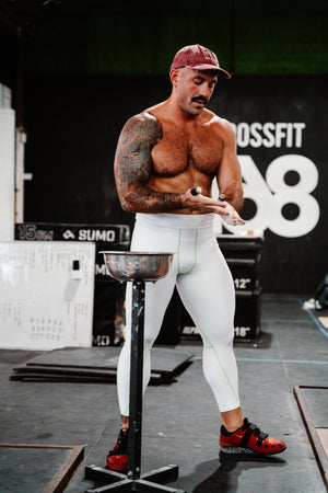 Men's Performance Leggings - White / Neon Green