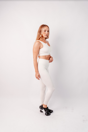 Ladies Athletic Leggings - Bone