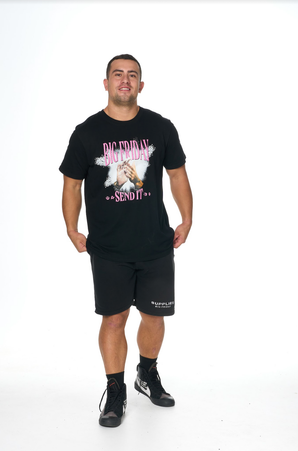 Big Friday Weightlifting Club Unisex Tee - Black/Pink